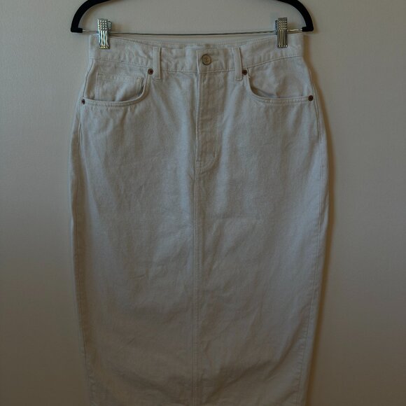 Reformation Jeans Cream Denim Midi Skirt – Size 29 - Picture 1 of 3